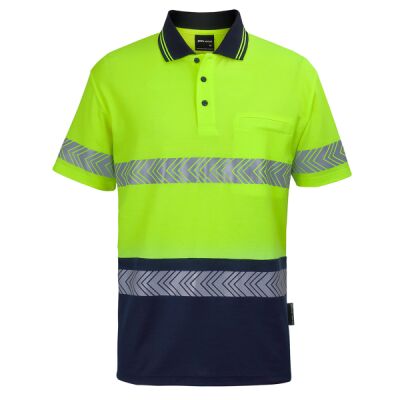 JB's Hi Vis (D+N) Cotton Back S/S Segmented Tape Polo Thumbnail